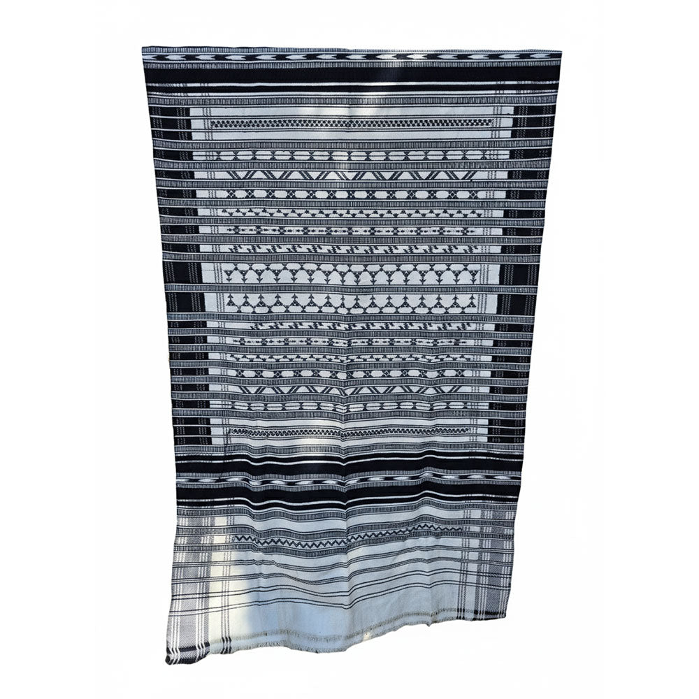 Elegant Monochrome Handwoven Rajasthani Pattu Shawl