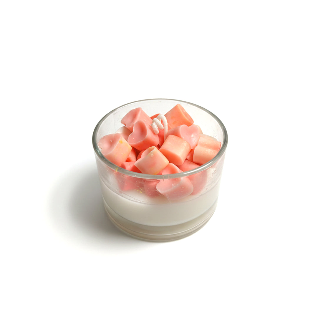 Romantic Heart & Cube Scented Soy Candle in Glass Jar
