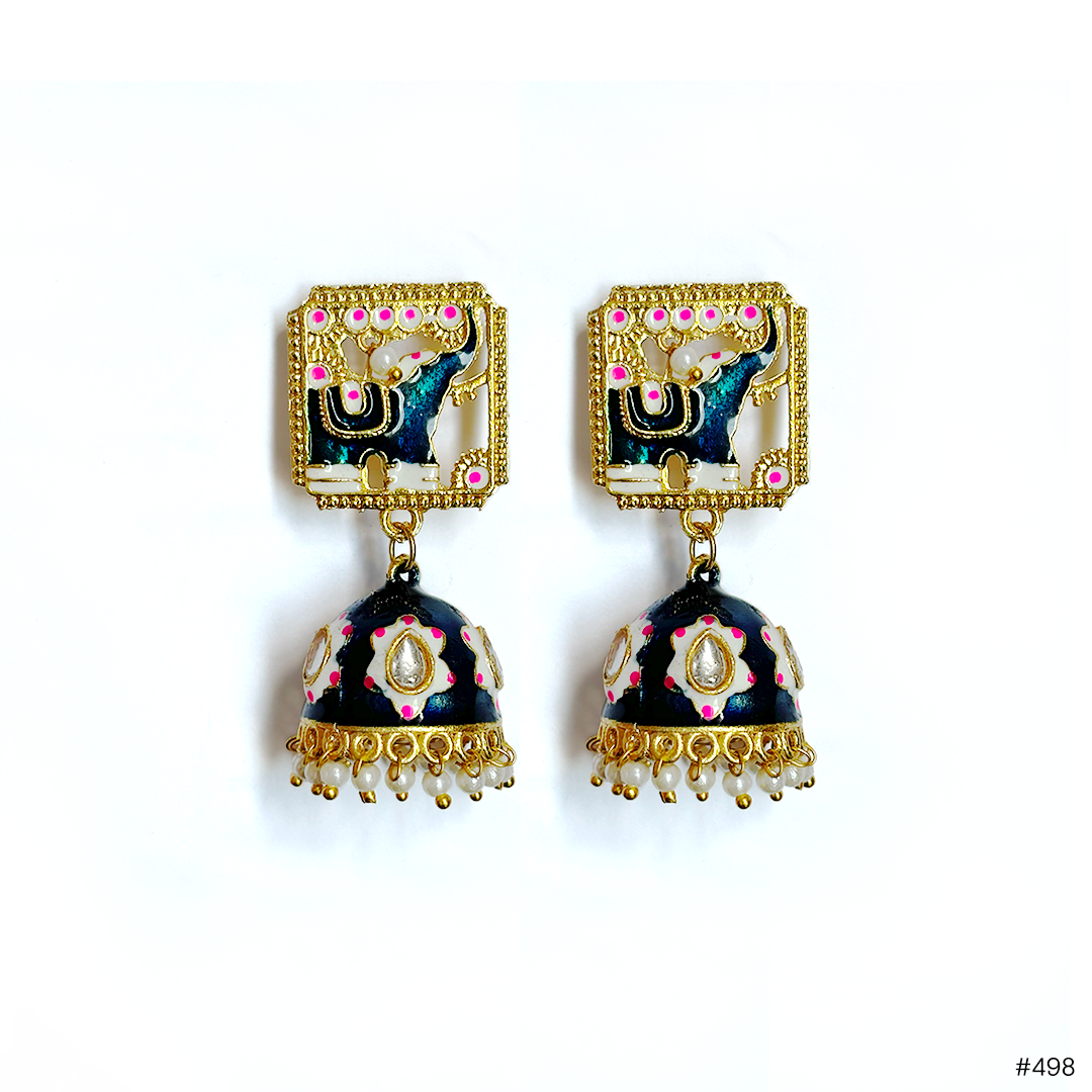Elegant Meenakari Jhumka Earrings - Image 1