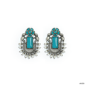 Silver Oxidized Elephant & Turquoise Earrings - Image 1