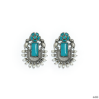 Silver Oxidized Elephant & Turquoise Earrings - Image 1