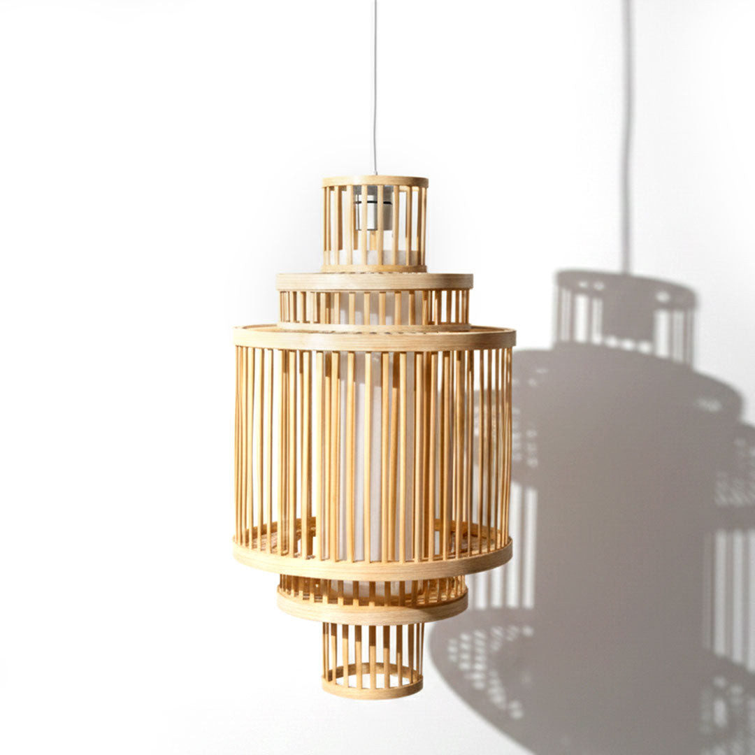 Handcrafted Multi-Tiered Bamboo Pendant Light