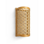 Decorative wall sconce with lattice design on a white background