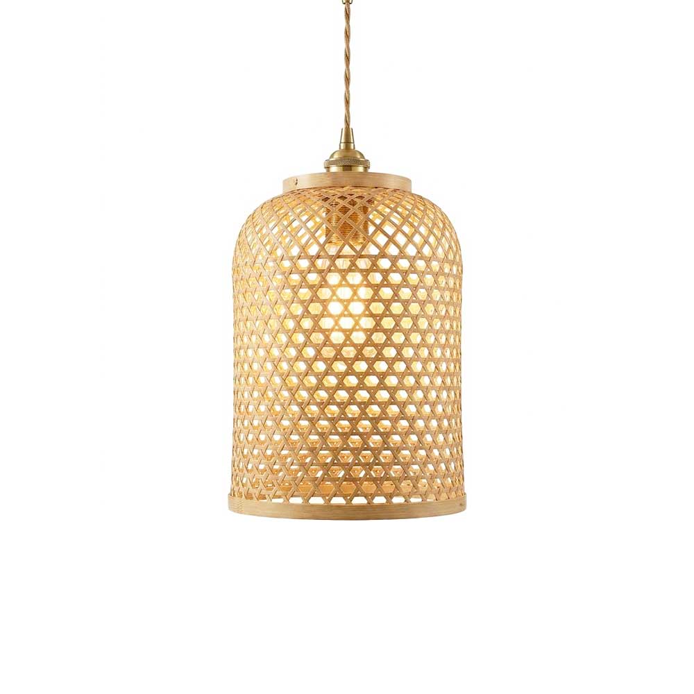 Woven Bamboo Lattice Dome Hanging Lamp