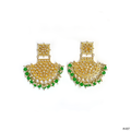 Green Polki Fan Earrings - Image 1