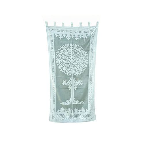 Aura Tree of Life Sheer Barmer Appliqué Curtain - Madhues