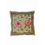Sage Green Poppy Block Print Cushion Cover Set of 2 - Madhues
