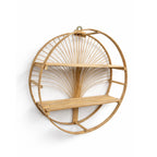 Round Bamboo Wall Shelf - Boho Decorative Display