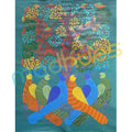 Hand-Painted Gond Art Bird & Tree Paper Painting