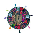 Handcrafted Kasida Kari Round Table Runner with Tassels