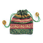 Emerald Bloom Gold Zari Potli Bag - Madhues