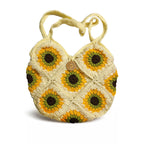 Chic Crochet Sunflower Granny Square Shoulder Bag
