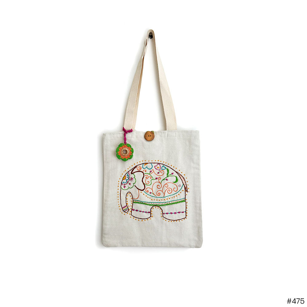 Regal Elephant Embroidered Tote - Madhues