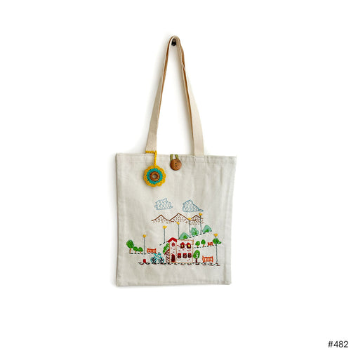 Cozy Village Embroidered Tote 