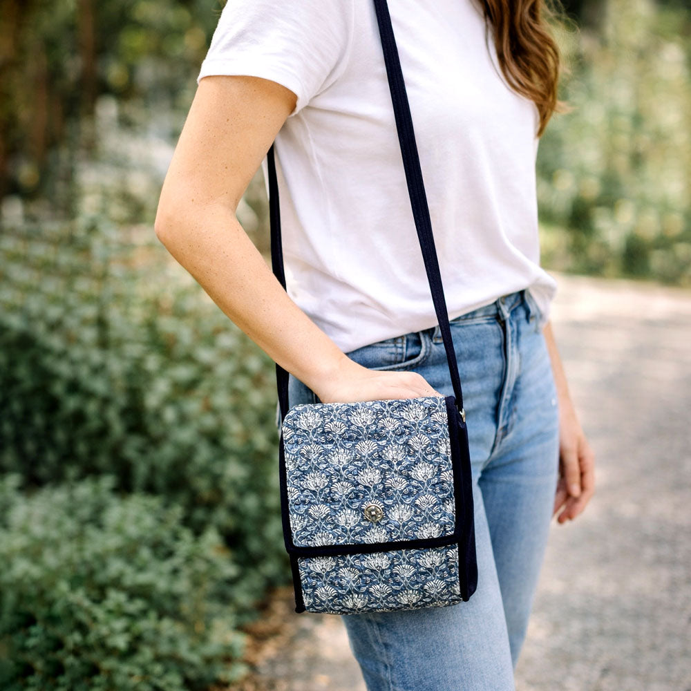 Icy Bloom Quilted Sling Bag