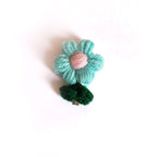 Charming Aqua Crochet Flower Hair Clip - Handmade Accessory