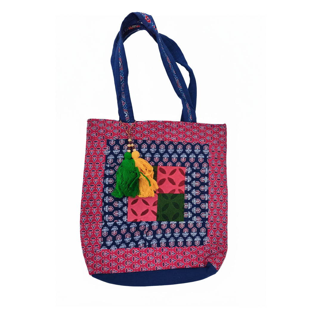 Handcrafted Kasida Kari Embroidered Cotton Tote Bag