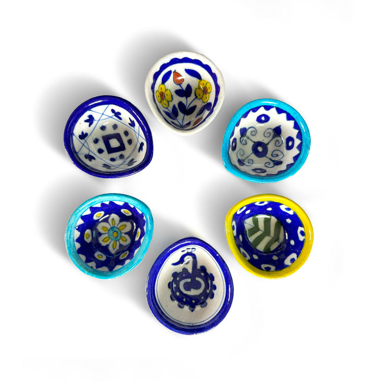 Artisanal Ceramic Diya 'Family Collection' (Set of 6)