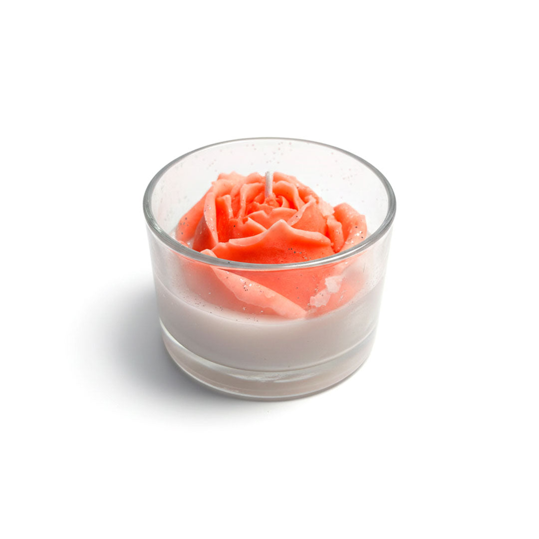 Elegant Scented Rose Votive Candle in Glass Holder