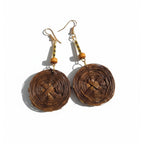 Handwoven Circular Vine Earrings - Boho Natural Fiber