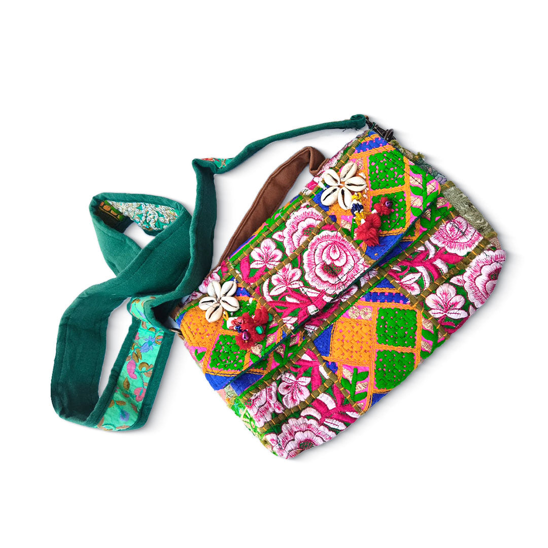 Kasida Kari Hand-Embroidered Floral Crossbody Bag