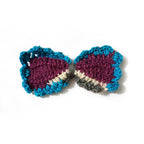 Handcrafted Crochet Bow Hair Clip - Vibrant Plum & Teal