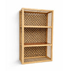 3-Tier Bamboo & Rattan Open Shelving Unit