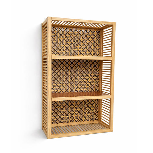 3-Tier Bamboo & Rattan Open Shelving Unit