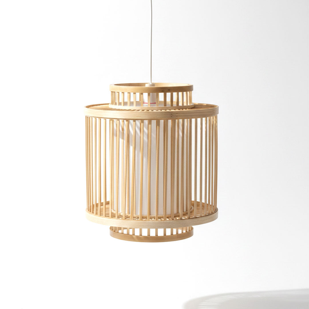 Handcrafted Tiered Bamboo Pendant Light - Zen Style