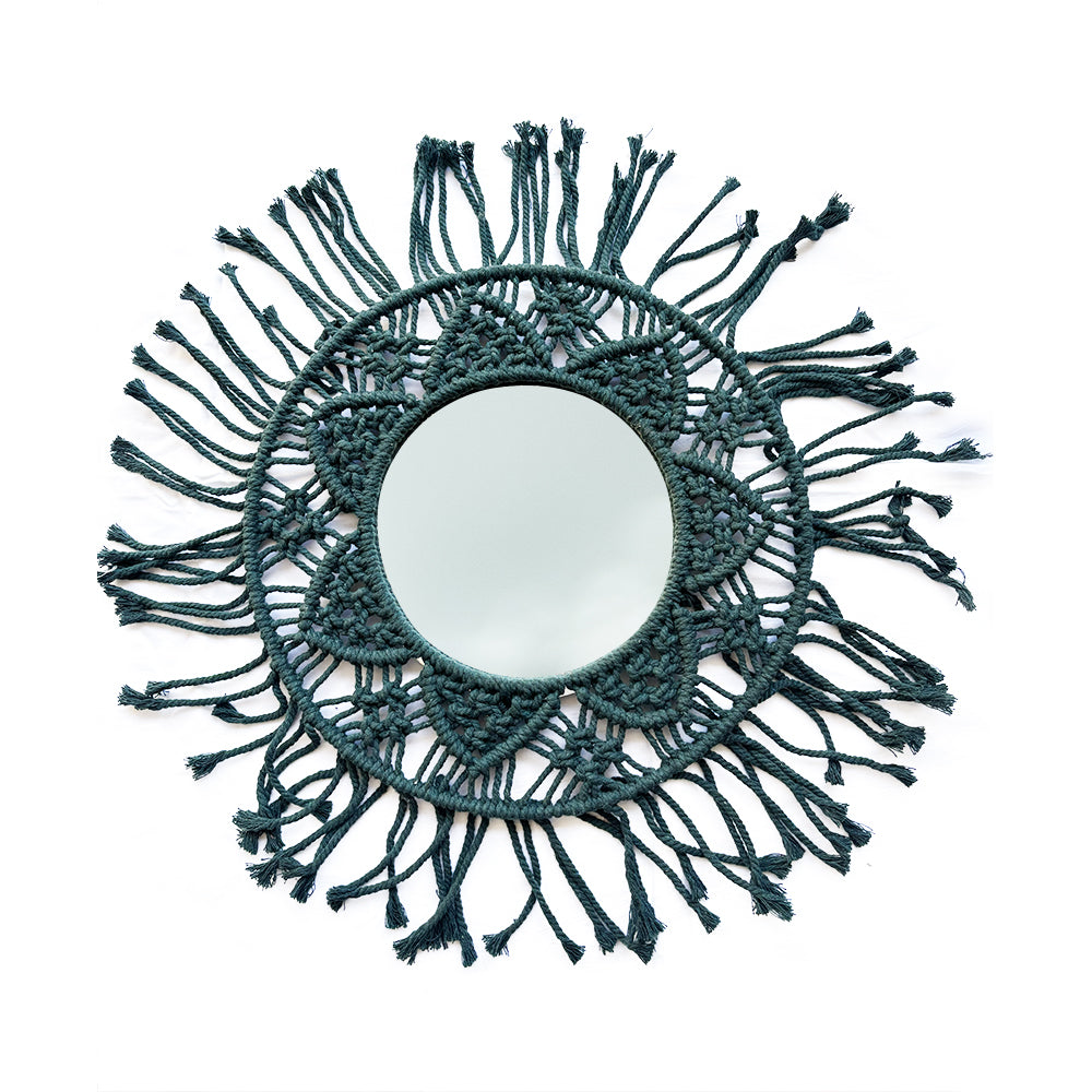 Dark Teal Dreamcatcher Sunburst Mirror - Image 1