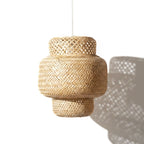 Hand-Woven Bamboo Tiered Pendant Lamp