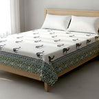 Rajasthani Camel Bagru Block Print Single Bedsheet - Madhues