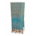 Lightweight Aqua & Grey Handwoven Stripe Scarf/Stole