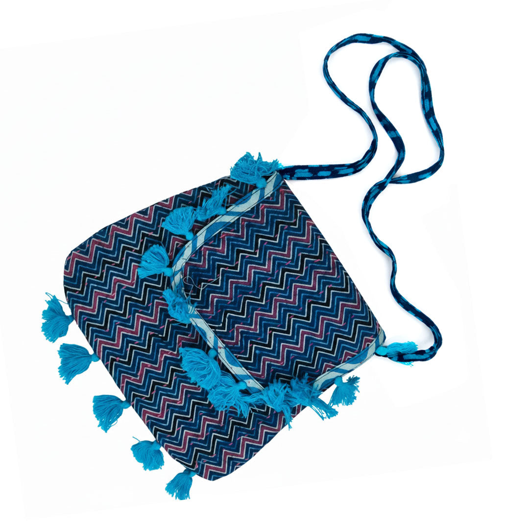 Kasida Kari Hand-Embroidered Boho Tassel Crossbody Bag