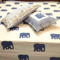 Indigo Elephant Hand Block Printed Cotton Bedding Set - Madhues