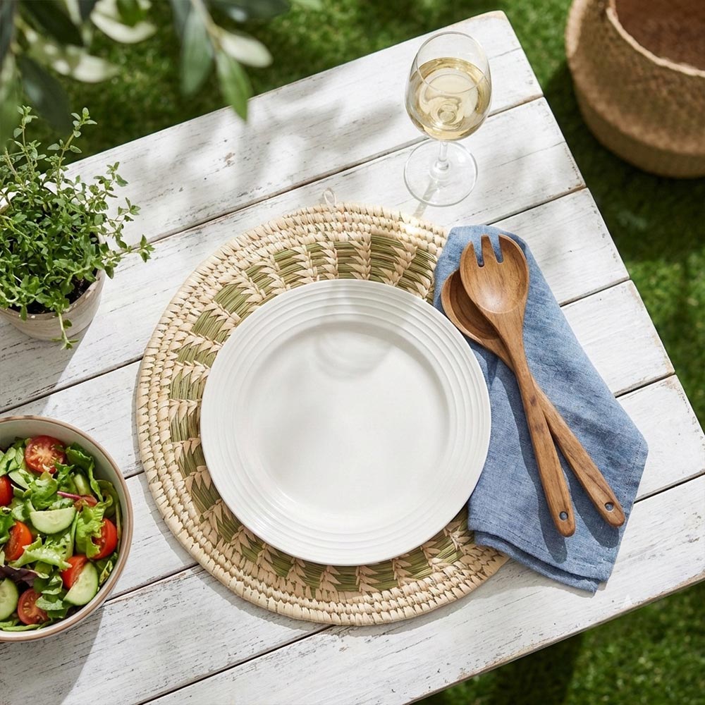 Round Kashi Grass Placemat - Handwoven Table Decor