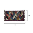 Artisan Handwoven Puja Aasan Mat - Multicolored Zigzag Design