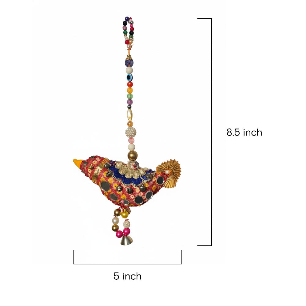 Vibrant Folk Art Bird Charm Hanging - Madhues
