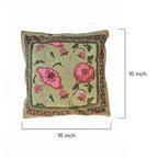 Sage Green Poppy Block Print Cushion Cover Set of 2 - Madhues