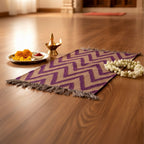 Handwoven Purple & Brown Zigzag Puja Aasan Mat