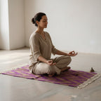 Handwoven Purple & Brown Zigzag Puja Aasan Mat