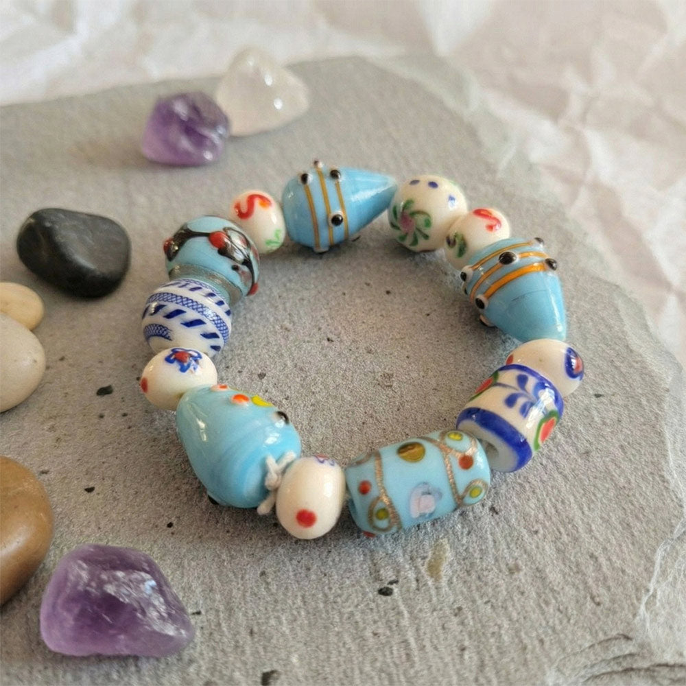 Aegean Breeze Lampwork Bead Bracelet