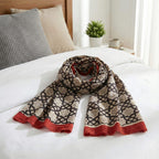 Block Printed Cotton Scarf - Geometric Floral Design