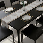 Artisan Block Printed Tree Design Table Runner - White & Brown