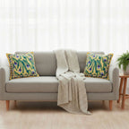 Lemon & Indigo Tulip Block Print Cushion Cover Set of 2 - Madhues