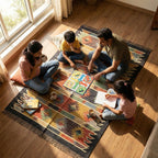 Colorful Geometric Handwoven Durrie Rug - Boho Accent