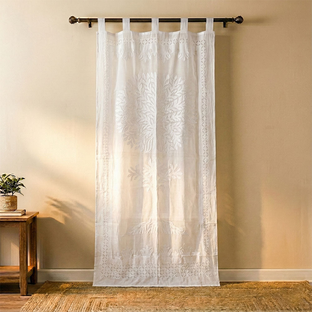 Eternal Bloom Sheer Barmer Appliqué Curtain