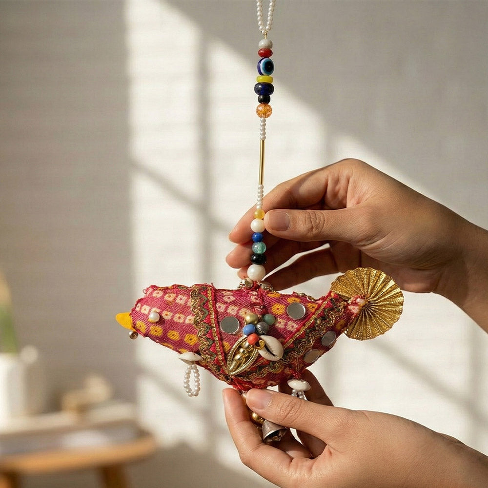 Vibrant Folk Art Fish Hanging - Madhues