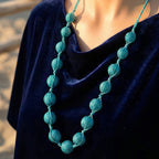 Turquoise Wrapped Bead Necklace