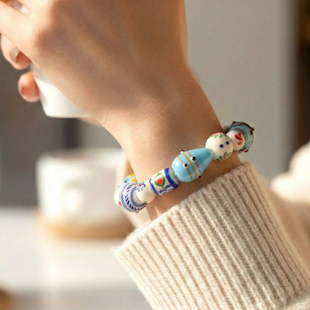 Aegean Breeze Lampwork Bead Bracelet